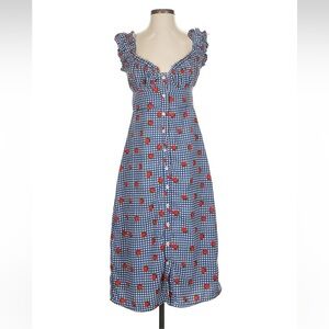 Urban Outfitters Blue Gingham with Strawberries Dress